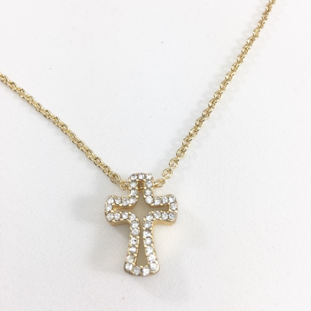 Cz Cross Necklace gold Tone